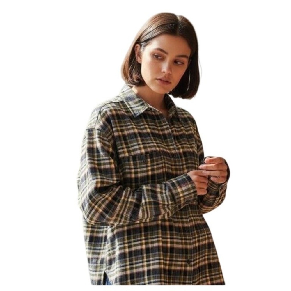 Everlane The Boxy Flannel Shirt Plaid Button Down Cotton Multi Color S NWOT